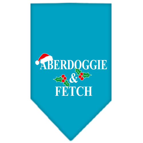 Aberdoggie Christmas Screen Print Bandana Turquoise Small